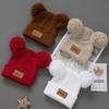 Winddichte Baby-Mützen 0-3 Jahre Säuglingsmütze Doppelbommel Wintermützen Herbst Winter