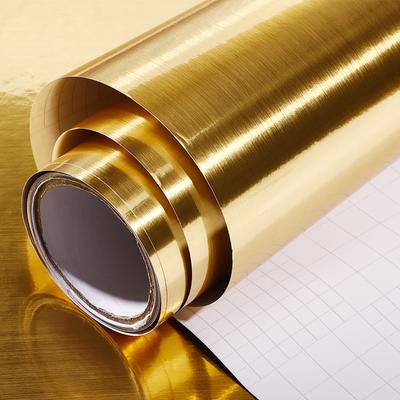 Tapeta w stylu metalicznym Dekoracyjna folia samoprzylepna Szczotkowane srebro/złoto Papier kontaktowy PVC Wodoodporna Naklejka DIY na sprzęt domowy