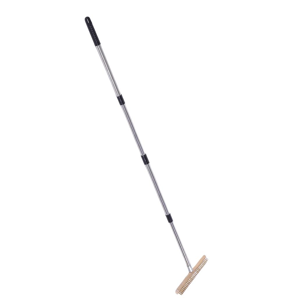 Heavy Duty Stainless Steel Wire Scrub Brush with   Handle Moss Remover Wire Broom Outdoor Floor Scrub Brush for Patio Deck Garden Garage