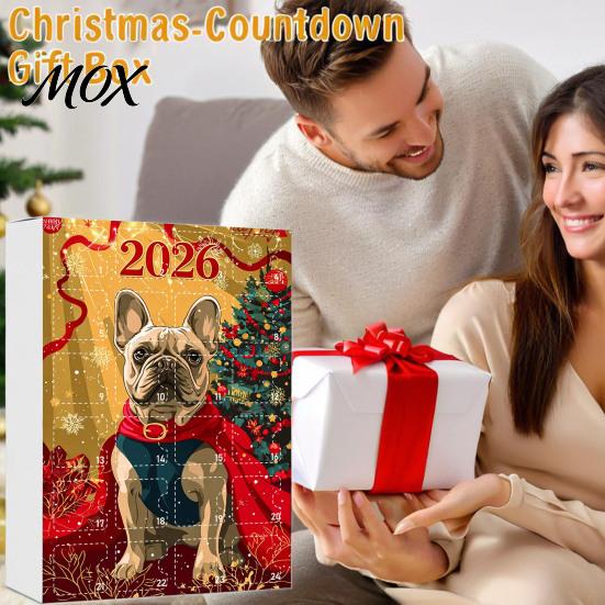 Dog Lover Christmas Gifts Bulldog Advent Calendar 2026, 24 Days Acrylic Puppy Ornaments Countdown Calendar, Fun Holiday Surprise Toys 2D Flat