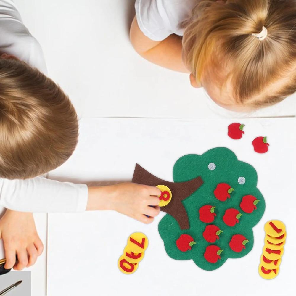 Numbers Felt Tree Board Addition Subtraction Math Games Numbers Counting Toy Apple Tree Number Match Game for Preschool Learning