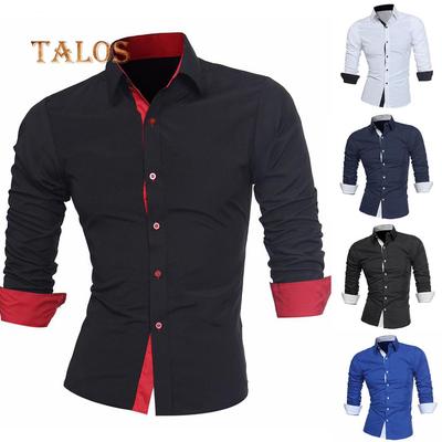 Vska Mens Comfy Non-Iron Slim Fit Casual Leisure Button-Collar Shirts