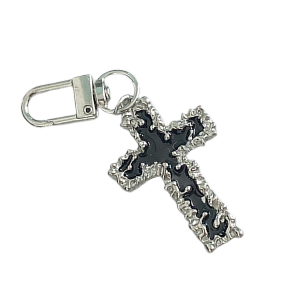 Gothic Crosses Butterfly Keychain Dark Tone Zinc Alloy Portable Sturdy Accessory for Keys Bags Everyday Use