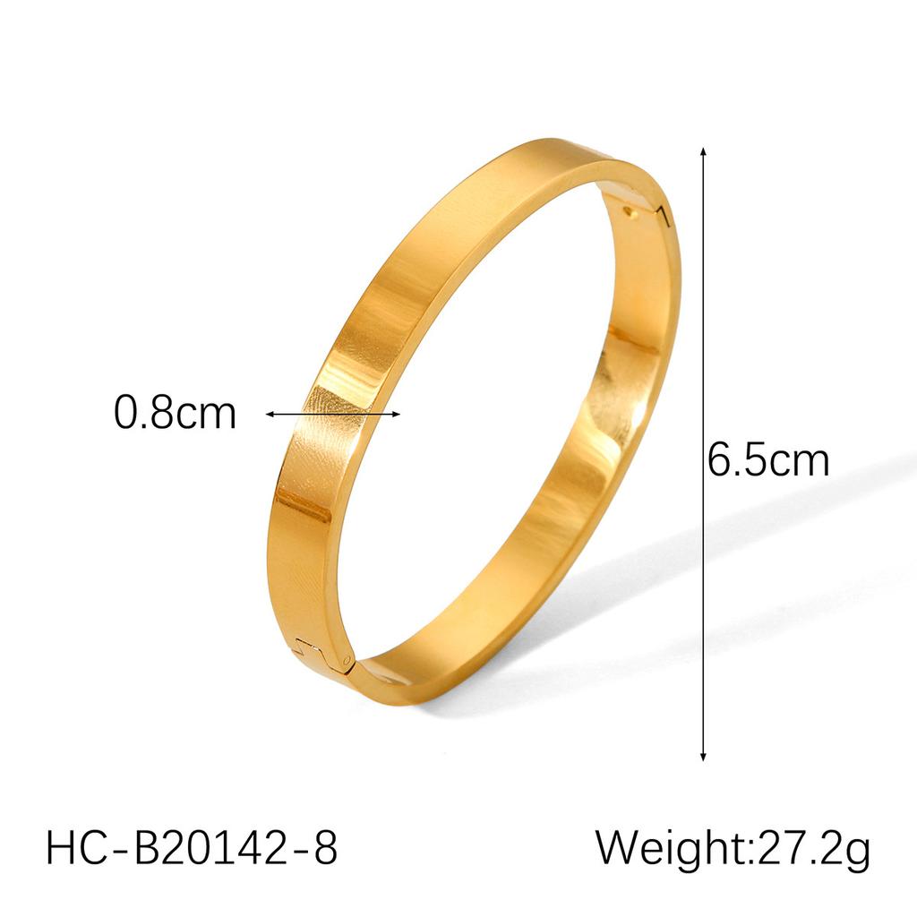 Minimalist Titanium Steel Bangle, Ins Style Fashionable Versatile Stainless Steel Gold Plated Polished Bracelet