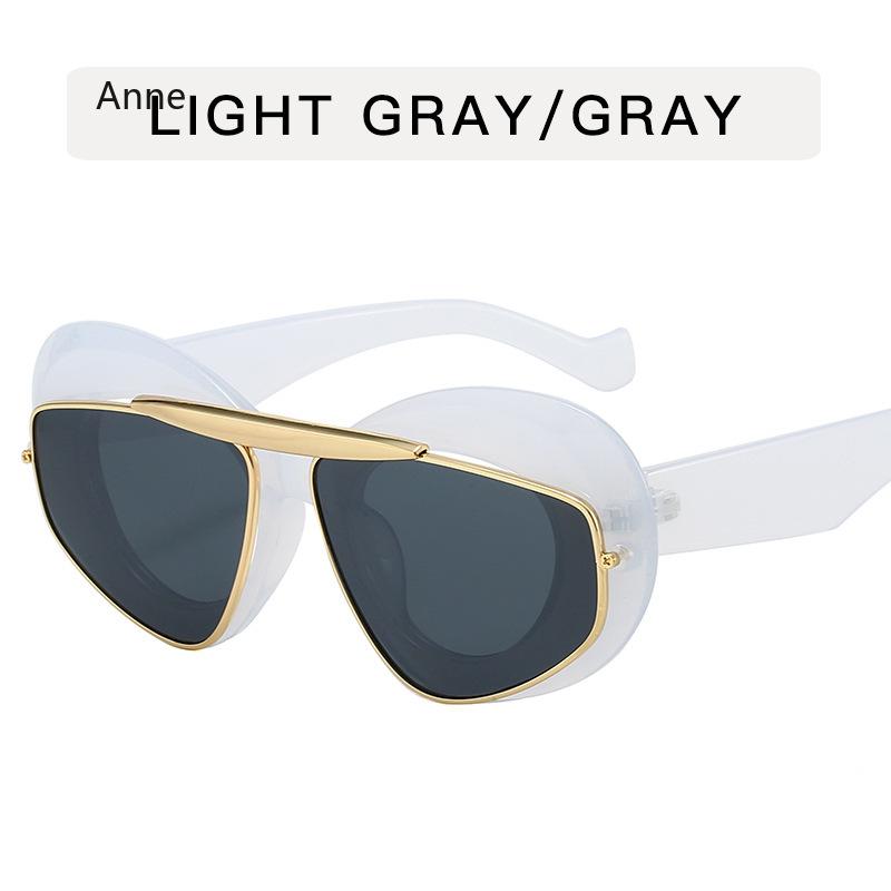 

Y2K Oversized Cat Eye Women Fashion Sunglasses Retro Unique Lens Amber Shades UV400 Men Punk Sun Glasses óculos gafas de sol