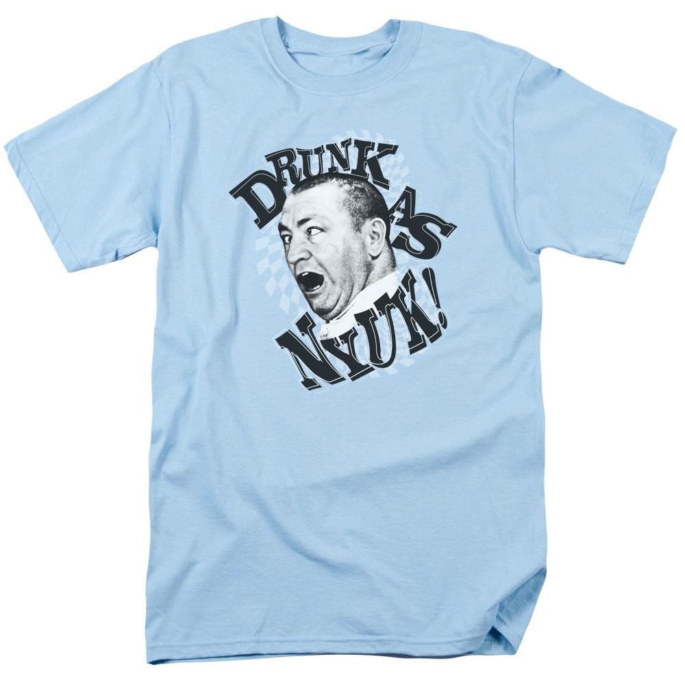 Three Stooges - Drunk - Adult Unisex Short Sleeve T-Shirt - Blue 2XL