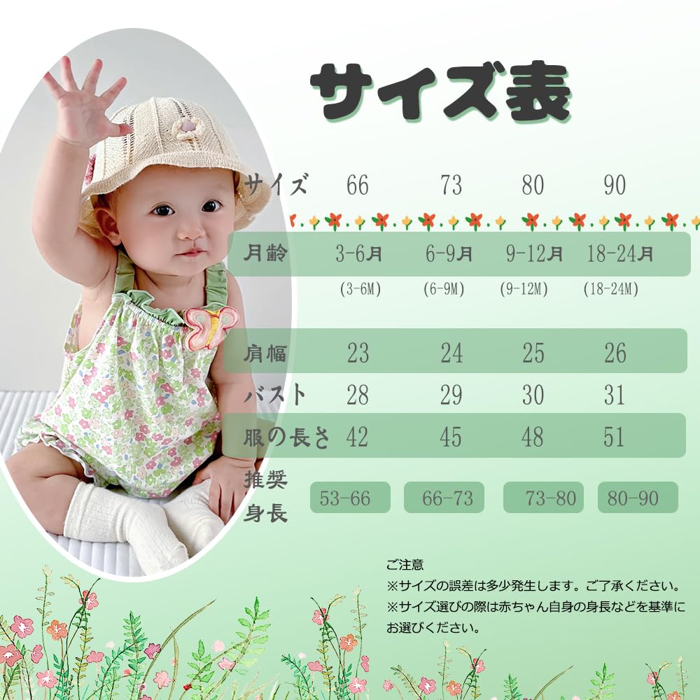 Baby Nest Baby Newborn Baby Baby Months Coverall, Rompers, Overalls, Camisole, Clothes, Wear, Underwear, Girls, Cute, Summer, Green, 18-24
