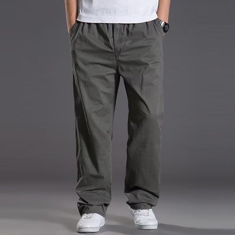 Mens Loose Straight Leg Cargo Pants Multi-Pocket Outdoor Work Trousers