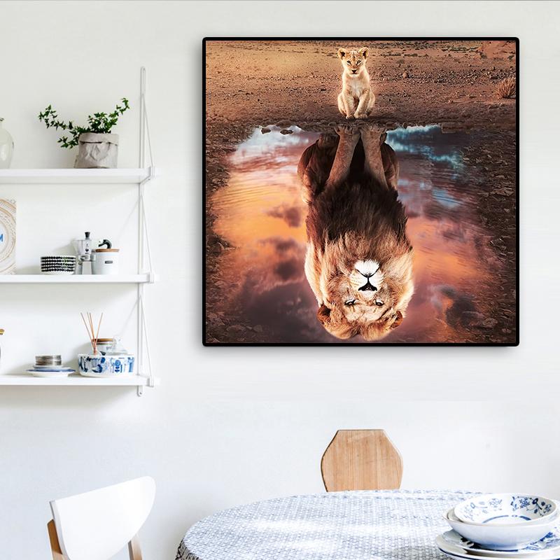 Modern Animal Inspiration Lion Canvas Painting Mentality Is All Posters and Prints Wall Art Pictures for Living Room Home Decor