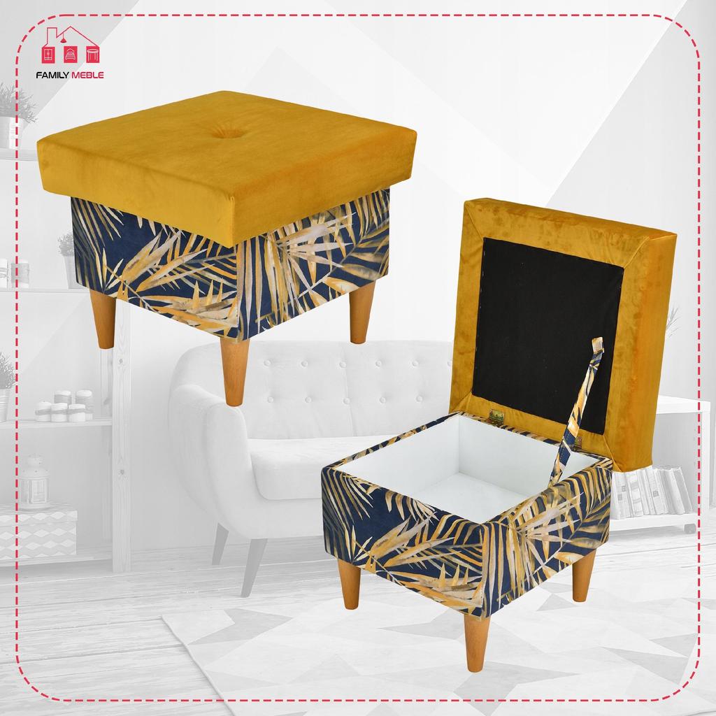 Fotel uszak Ari Print Duo z podnóżkiem, skandynawski Family Meble pufa