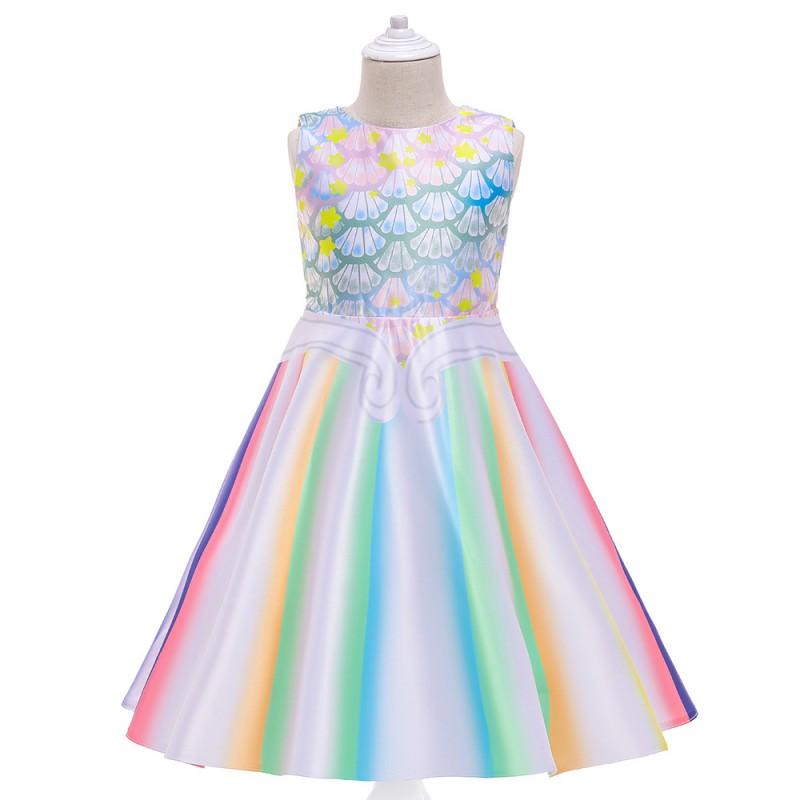 Girls Princess Dress Kids Formal Party Gown Cotton Blend Colorful Prom 4-10 Years Old