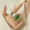 Rhinestone Crystal Square Rhinestone Ring Adjustable Size Large Crystal Ring  Party Accessories