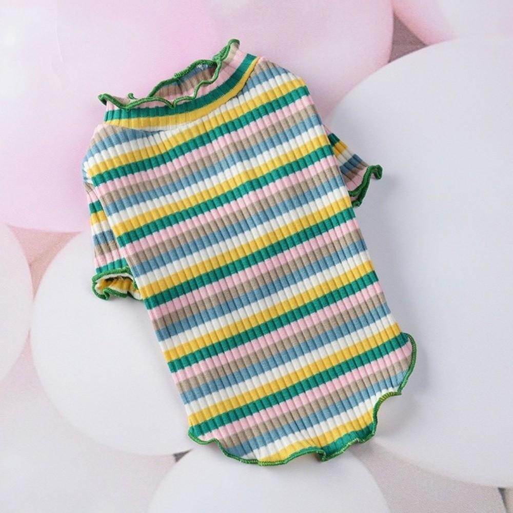 Striped Design Pet Long Sleeve Shirt Rainbow Two Legged Puppy Vest Autumn Winter Season