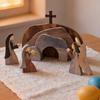 Drewniany Pusty Grób Dekoracje Wielkanocne Scena Zmartwychwstania Jezusa Znak Stołowy Dekoracja Religijna na Biurko Domowe Prezenty Chrześcijańskie
