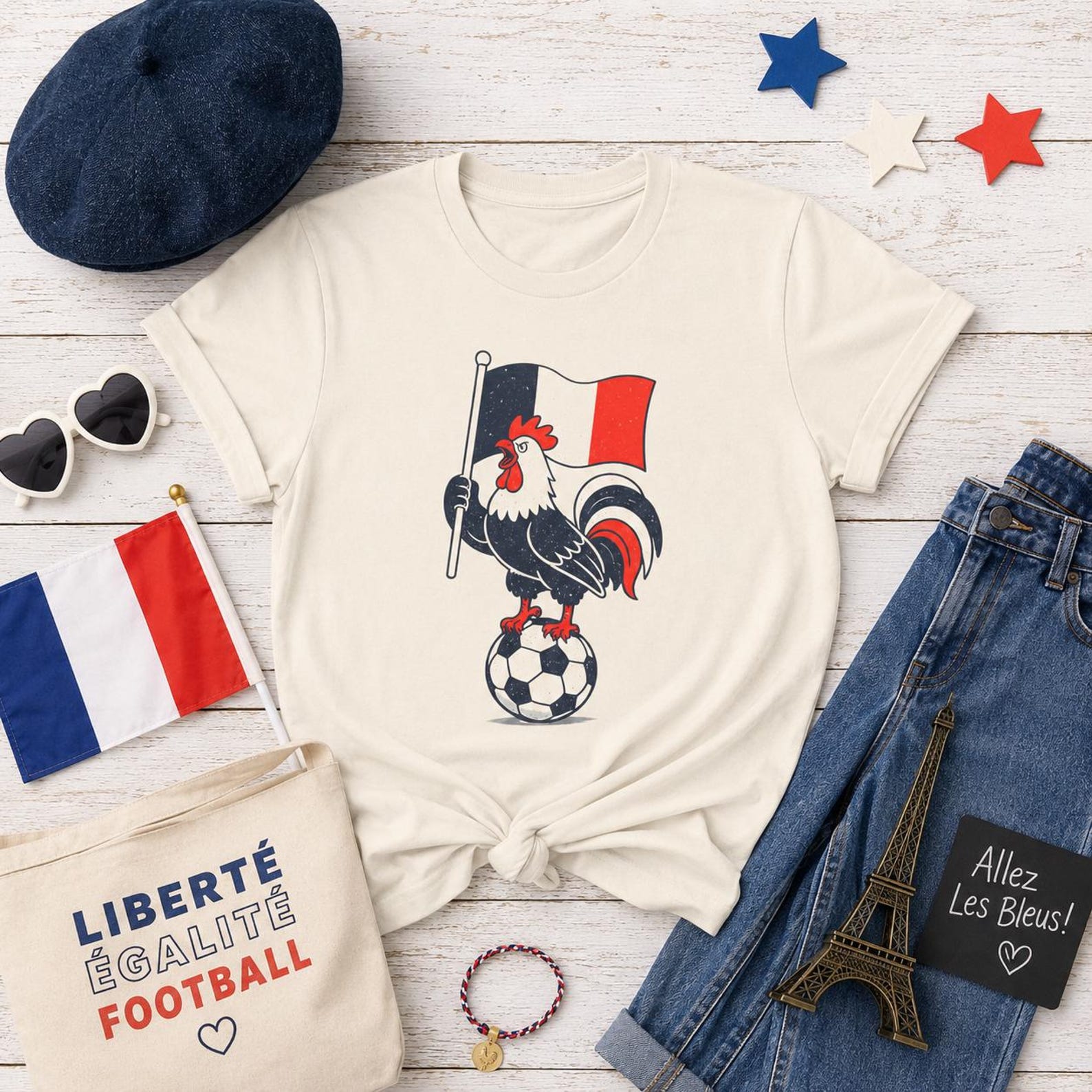 France Gallic Rooster Youth Soccer Tee I French Flag Football Shirt XL