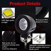 LED Work Light 10W Motorcycle Fog Lamp - 12V/24V Compatible, Compact, Waterproof IP67, Safego, Narrow Beam, Round, White, 6000K, Auxiliary Light, Mini