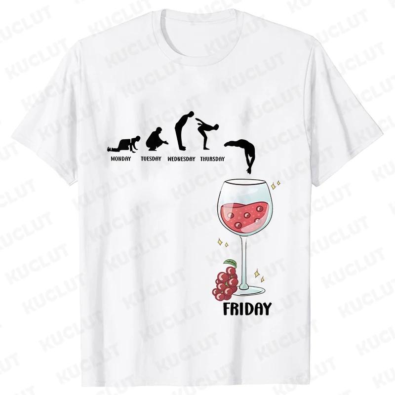 Funny T-Shirts for Men Drinking Lover Y2k Tops Oversized Clothing Short Sleeve Friends Friday Beer Day Weekend Party Streetwear