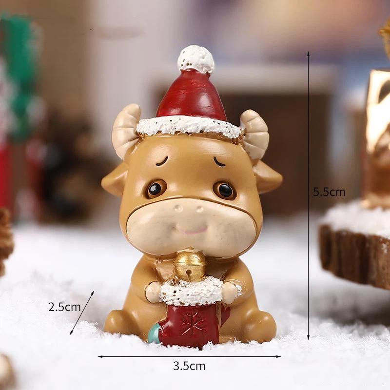 Cute Christmas Resin Animal Craft Mini Creative Ornament for Xmas Tree Party Decor Holiday Souvenir Friend Gift