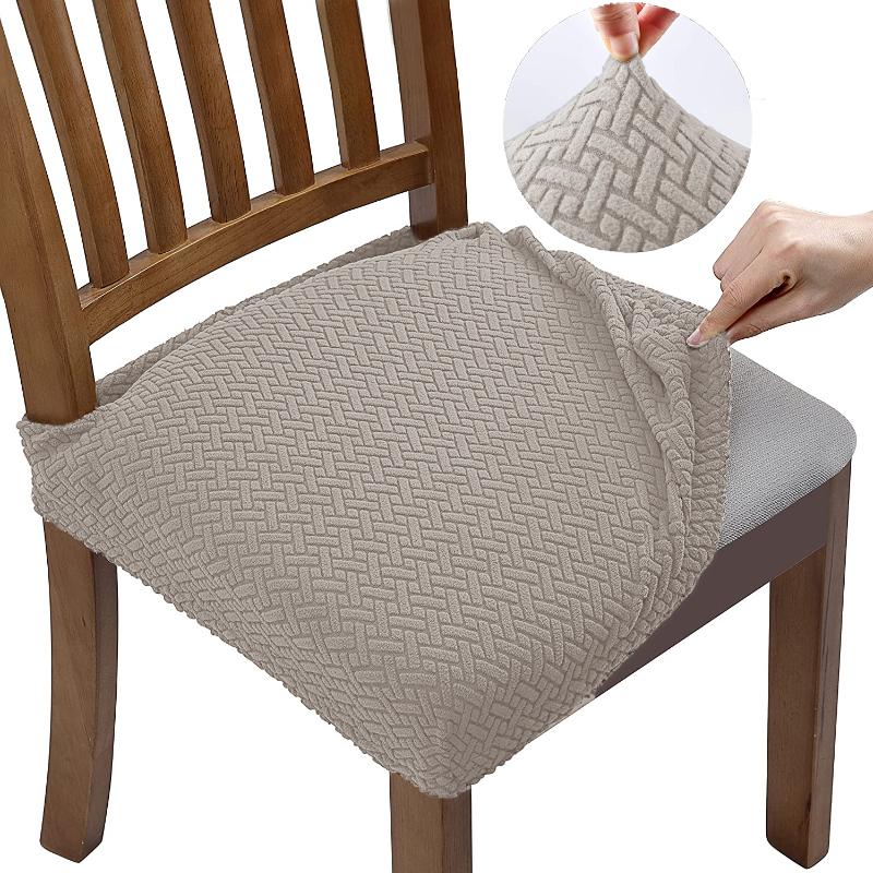 New Durable Jacquard Chair Seat Covers Removable Washable Anti-Dust Stretch Spandex Dining Room Upholstered Chair Cushion Slipco