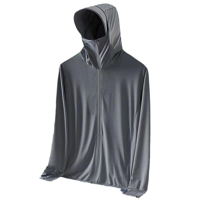 Men's Ultra-Thin Ice Silk Hooded Sun Protection Windbreaker for Outdoor Fishing