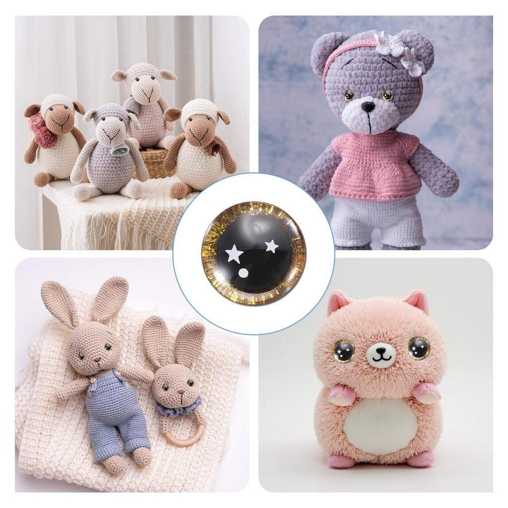 PATIKIL Conjunto de Segurança Par de Estrelas 25mm de Olhos de Segurança Realistas para Bonecas de Crochê com Boneca de Crochê Decorativa 6 Cores Olhos, 30, Arruelas, Acessórios,