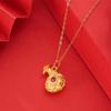 18k Gold Necklace Red Agate Small Wallet Fulu Pendant 750 Gold Jewelry Women