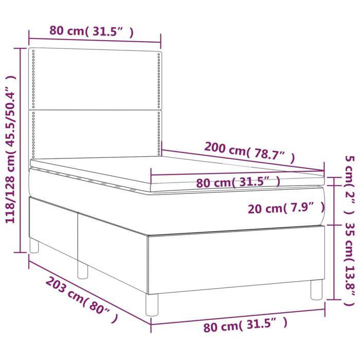 VidaXL Sommier à Lattes de Lit avec Matelas et LED, Lit Rembourré, Lit Simple, Lit Adulte de Chambre à Coucher Intérieur, 3134751