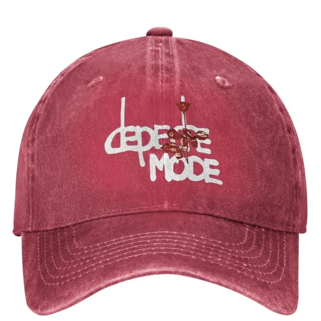 Unisex Women Red Mode Flowers Depeche Modes Rock Band Baseball Cap Vintage Distressed Denim Sun  Adjustable