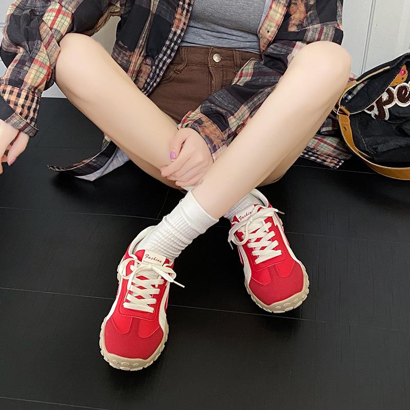 Light Luxury High-quality Leather German Training Shoes Women's Forrest Gump Shoes Autumn and Winter New Lightweight Breathable Soft-soled Sports an