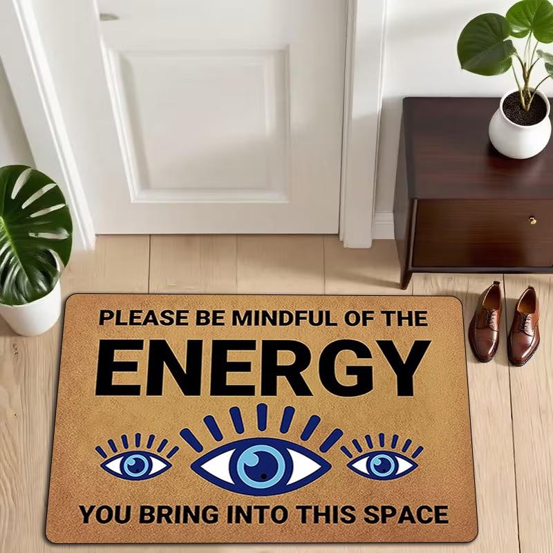 Funny Good Vibes Floor Mat Evil Eye Protection Welcome Doormat for Living Room Balcony Bedroom Creative Entrance Area Carpet