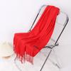 Autumn and winter various solid color imitation cashmere scarves women's monochrome thickened warm fringed shawl scarf scarf bright red scarf