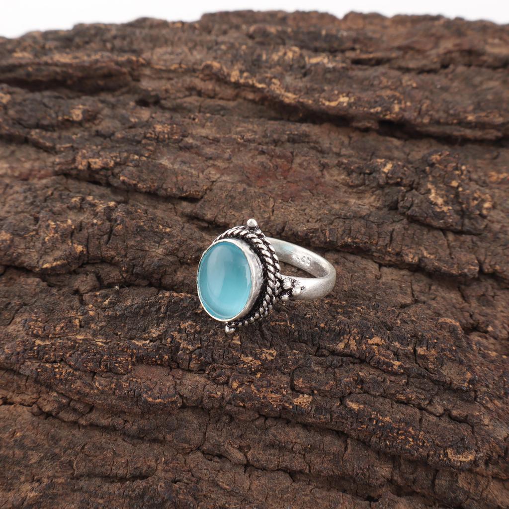 Blue Cat's Eye Gemstone Ring, 925 Sterling Silver Ring Jewelry, Handmade Jewelry Ring, Balancing Jewelry Gift For Women