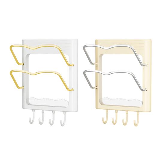 Storage Rack with Drip Tray for Pot Lids Cutting Boards Wall-mounted No Drilling Required Strong Adhesive Rack for Kitchen Organize