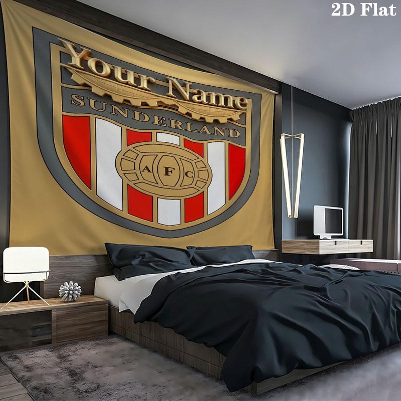 Sunderland A.F Custom Name Wall Tapestry Aesthetic Wall Hanging Printed Fabric Blanket Decorative Tapestries for Bedroom Living Room Home Decor
