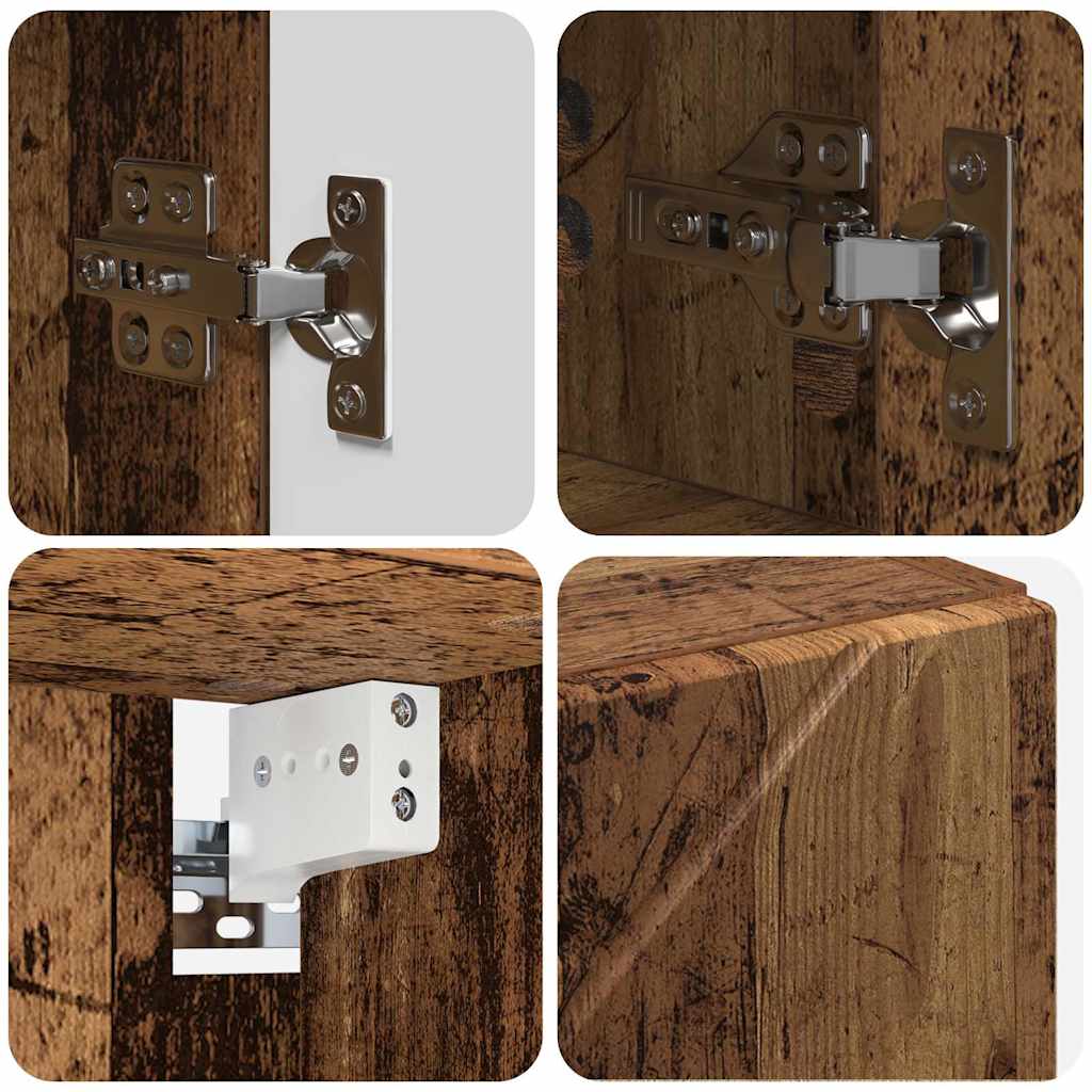 Bathroom Furniture Set with Door 4 pcs Reclaimed Wood Plywood and Metal