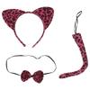 3 st Tecknade Pannband Set för Katt Cosplay Kostym Leopardtryck Fluga Kaninsvans Festtillbehör Stilfull Design