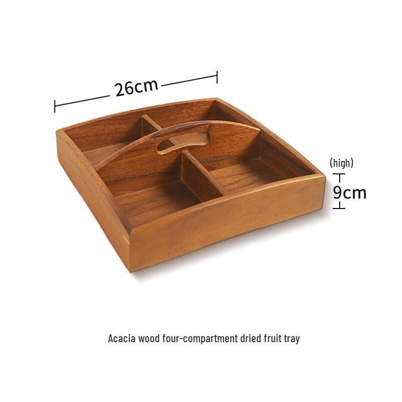 ZISIZ Walnut Wood 4-Compartment Snack Tray