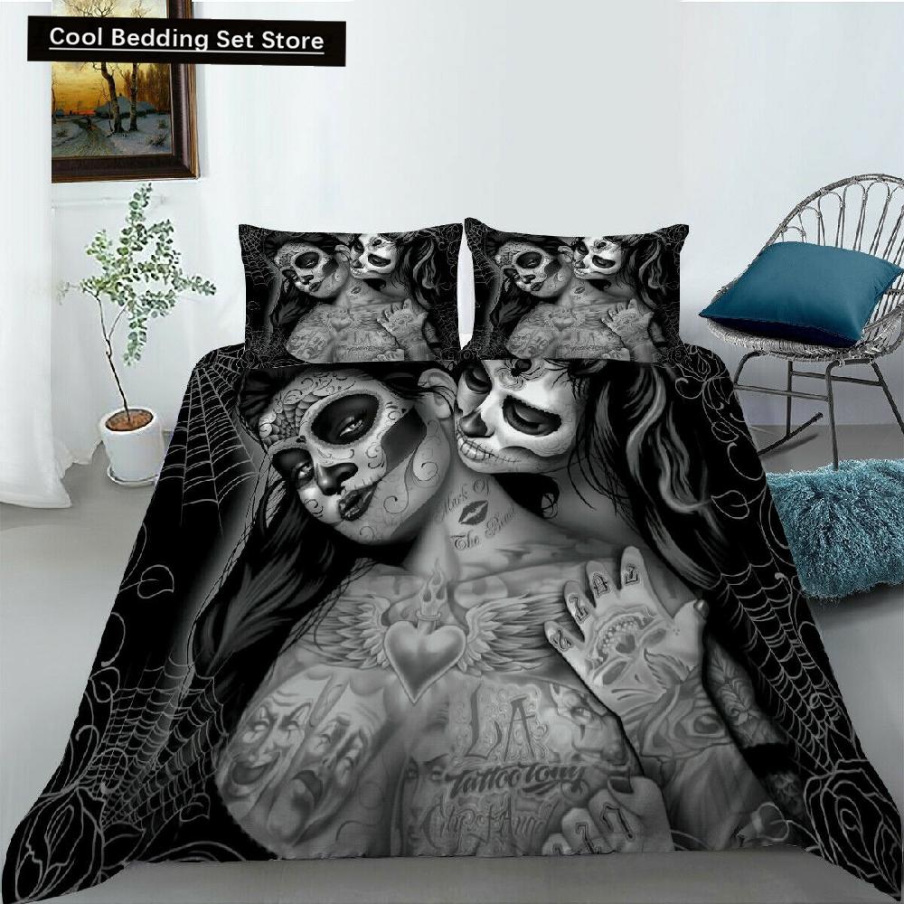 Sexy Beauty Skeleton Girl Bedding Set 3d Duvet Cover Polyester Comforter Cover Twin Queen King Single Size Luxury Fashion Gift