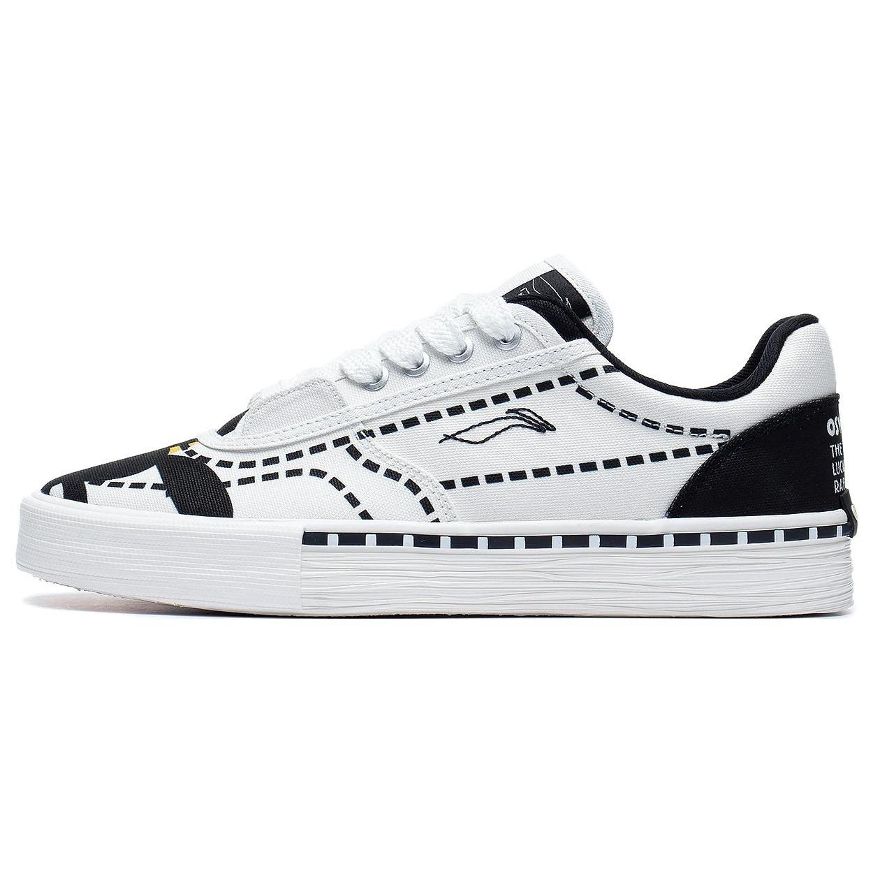 

new OSWALD x LiNing 50/50 Anti Slip Wear Resistant Low Top Skateboard Shoes Women s White Black 36