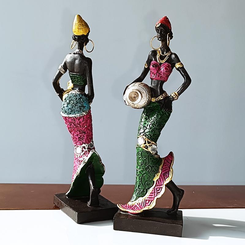 1/2/3pcs Decorative Sculpture Statue Home Decor House Home Decoration Living Room table Black Folk Custom Doll Resin Crafts