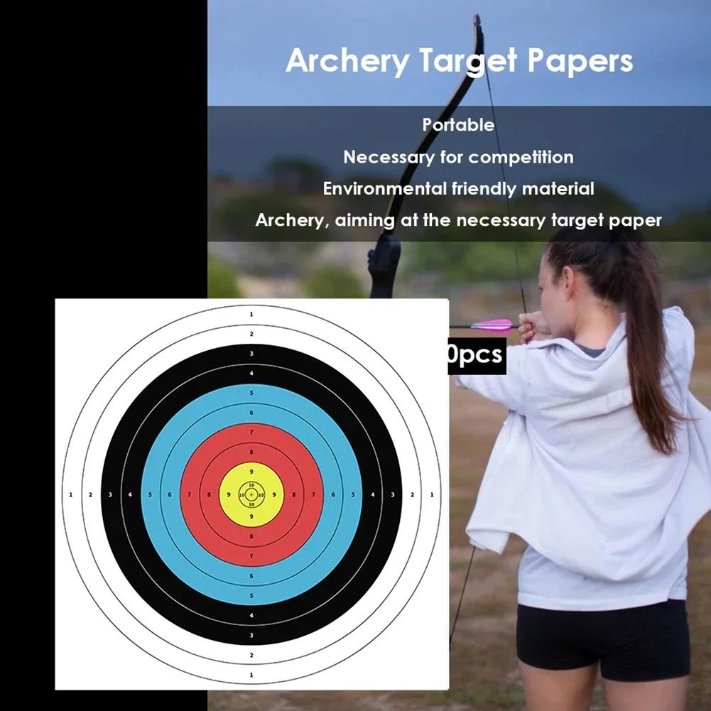 Aq 10Pcs Profession Archery Targets Paper Face Bow Arrow Gauge Shooting Target Paper Traditional Shooting Accessories