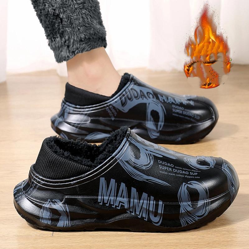 Fashion Men Slippers Winter Shoes New 2025 Keep Warm Plush EVA Waterproof Non-slip Indoor Outdoor Walking Casual Shoes Unisex Men Women