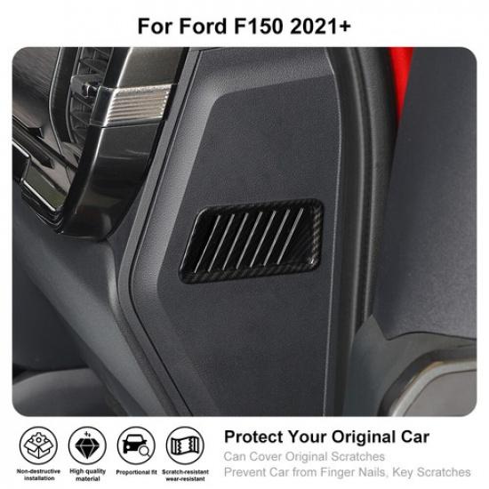 2X Carbon Fiber Console Air Vent Outlet Dash Side COVER Trim For Ford F150 +