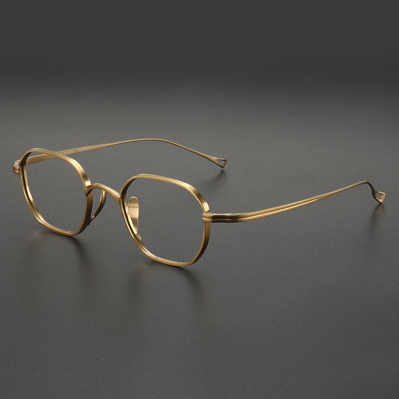 Retro Pure Titanium Unisex Myopia Glasses Frame - High Prescription, Small Square Polygon Frame