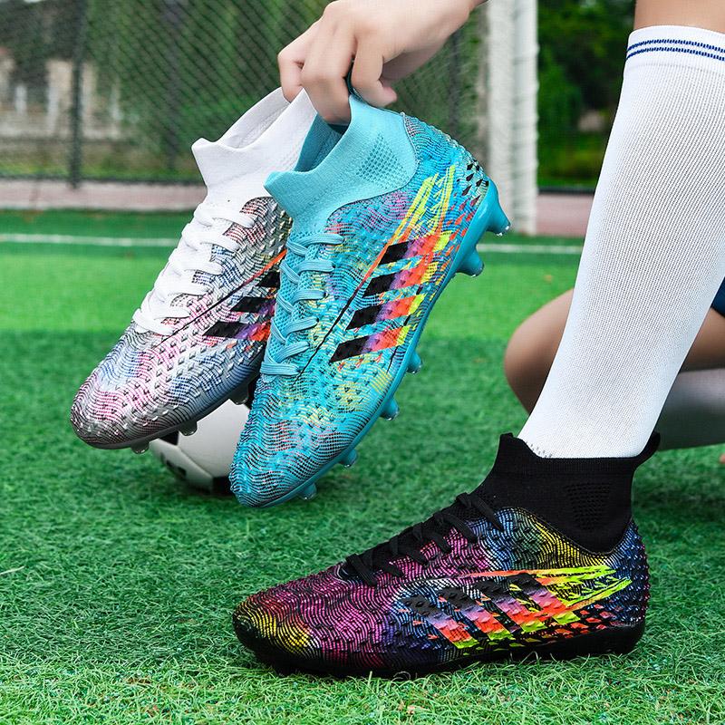 Merk Zilver Heren Voetbalschoenen Grote Maten 34-46 Ademend Slip-on Man Voetbal Schoenen Buiten Training FG Voetbal Sneakers voor Mannen