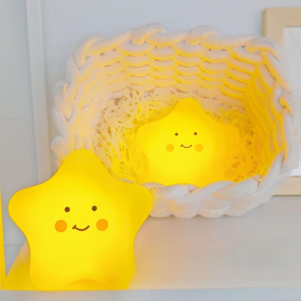 Non-Toxic Warm Yellow Star Night Light Button Battery Operated Portable Bedroom Lamp For Kids Gentle Sleep Room Decoration