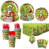 Christmas Grinch Party Decorative Tableware Flag Tablecloth Set Supplies Arrangement Paper Plate Tableware Disposable