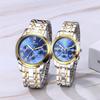Couple's Stainless Steel Watches with 3ATM Water Resistance: Diamonds, Luminous Display, Analog Display, Calendar, Stylish Quartz Watches for Men and