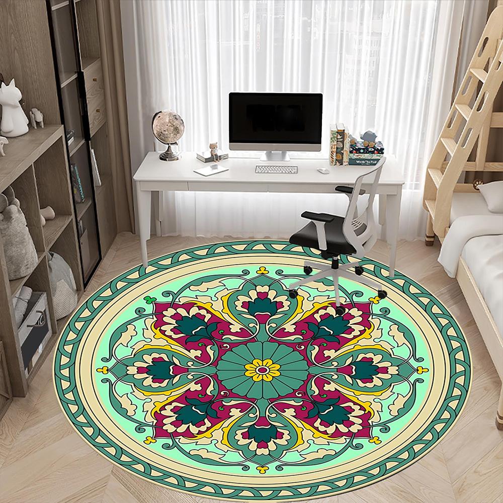 1PC Mandala Pattern Chair Carpet for Office, Indoor Non-Slip Washable Carpet, Soft Comfortable Mat For Office Room yy250930232