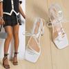 2022 Summer Women's Large Size Sexy Stiletto High Heels - Square Toe Cross-Strap Sandals
